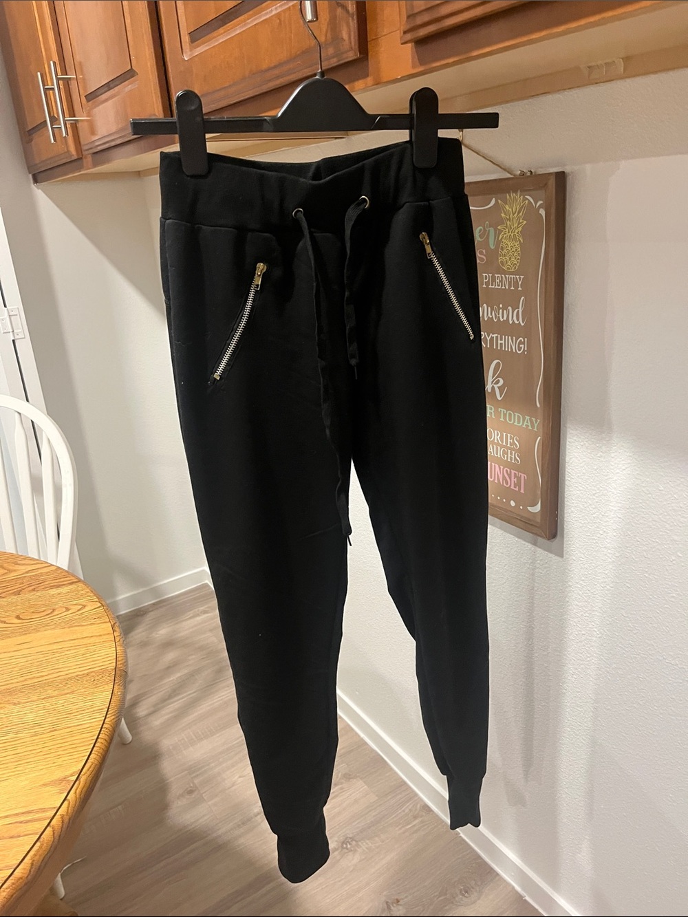 Black Ribbed Cuff Jogger Pants